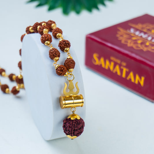 ๐ฑ Original 5 Mukhi Rudraksha Mala with Trishul Pendant โ Lab Certified