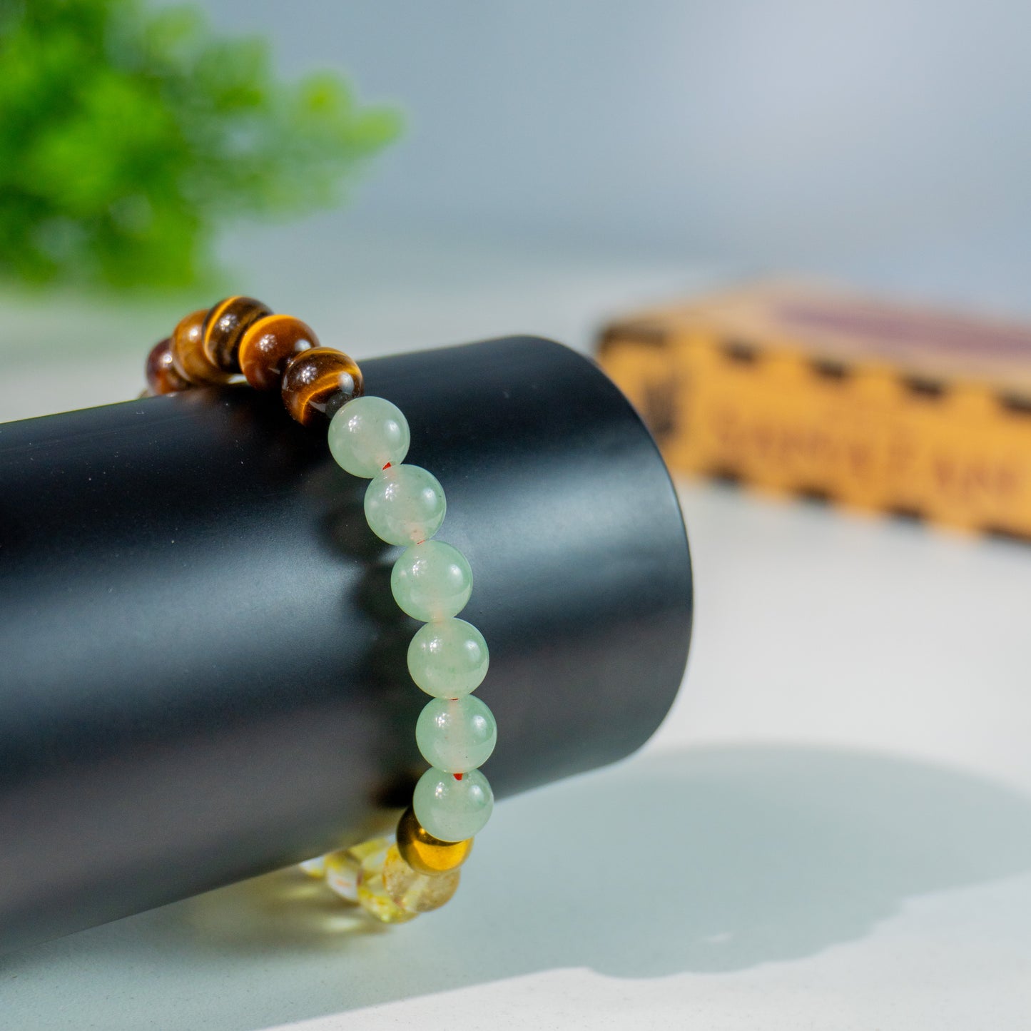Money Magnet Fusion Band - Aventurine , Citrine ,Tiger Eye & Pyrite Beads