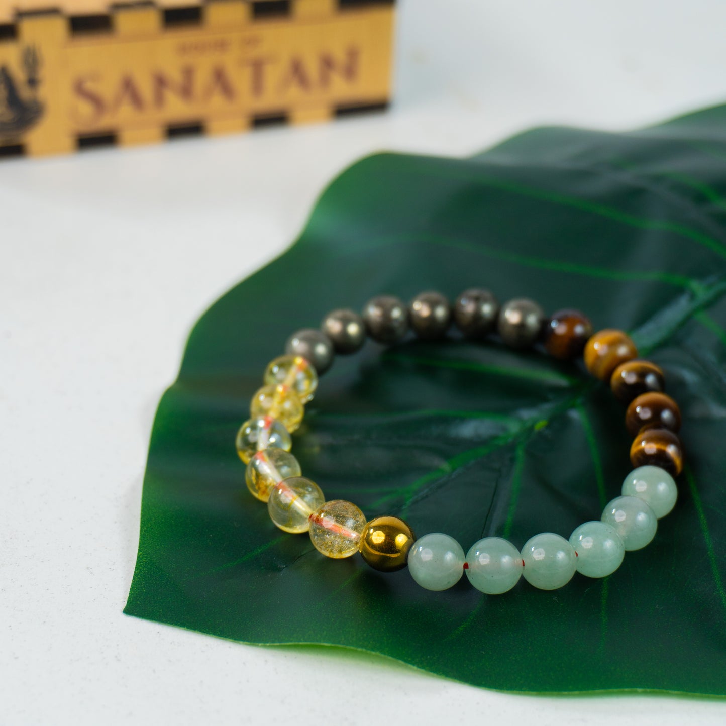 Money Magnet Fusion Band - Aventurine , Citrine ,Tiger Eye & Pyrite Beads