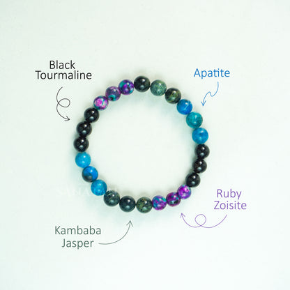 Makara (Capricorn) Rashi Multi Crystal Bracelet