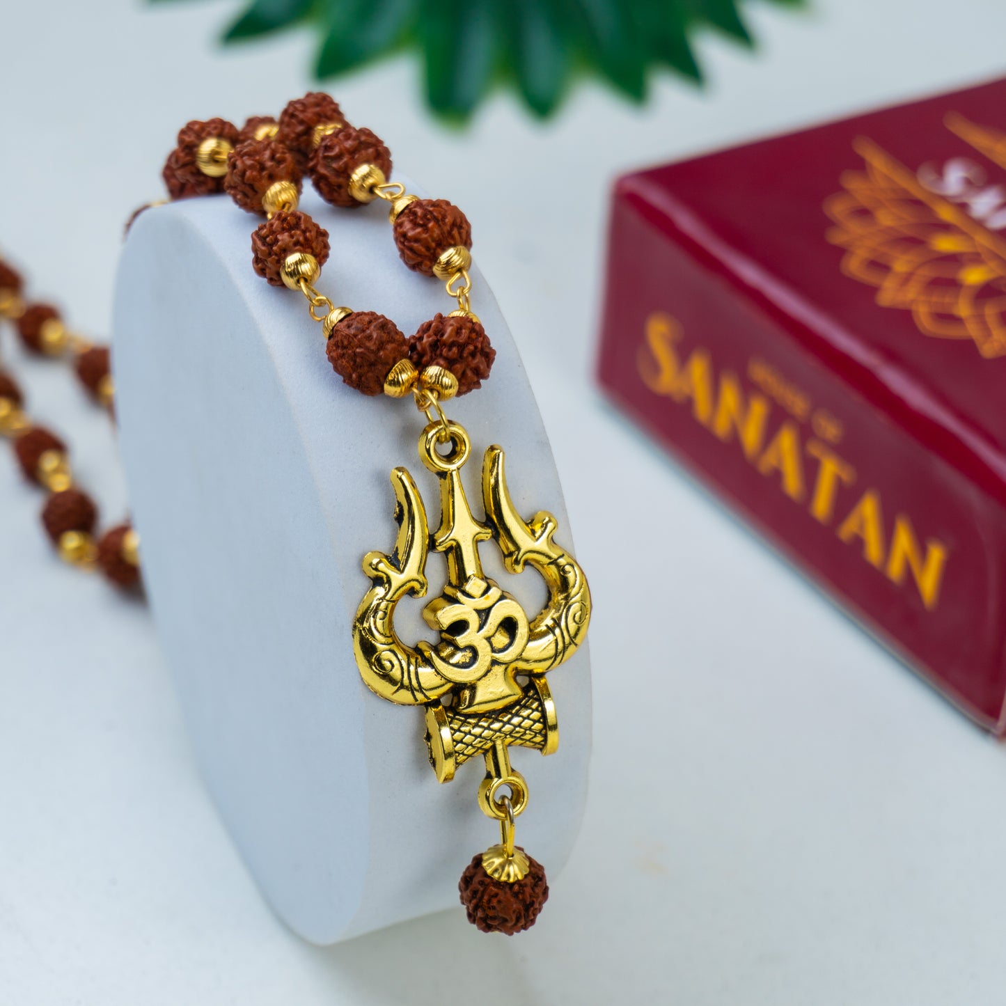 Rudraksha Mala - Trishul & Om Design