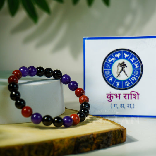 Kumbha (Aquarius) Rashi Multi Crystal Bracelet