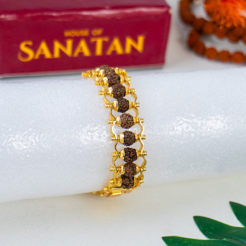 Rudraksha Chain Bracelet - Made of 5 Mukhi Beads