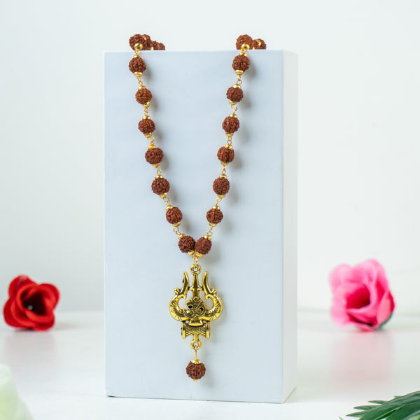 Rudraksha Mala - Trishul & Om Design