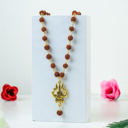 Rudraksha Mala - Trishul & Om Design