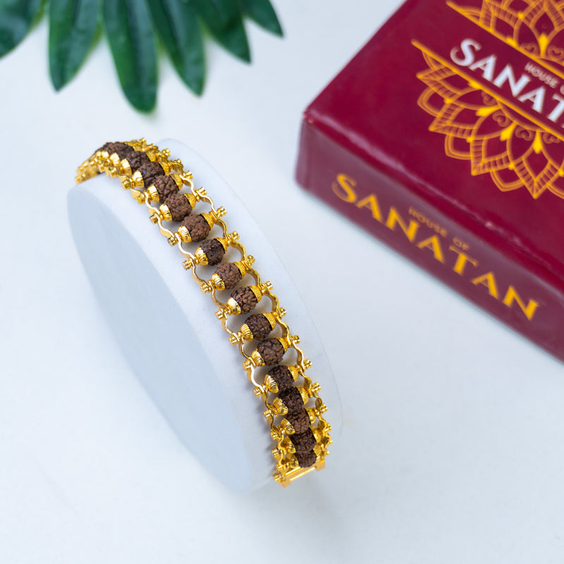 Rudraksha Chain Bracelet - Made of 5 Mukhi Beads