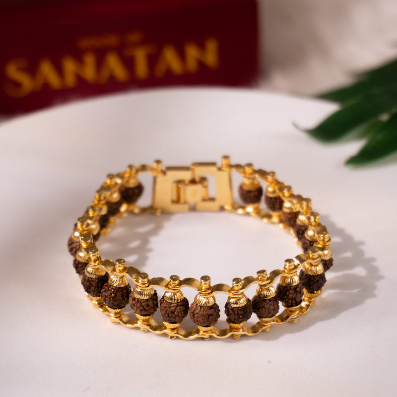 Rudraksha Chain Bracelet - Made of 5 Mukhi Beads