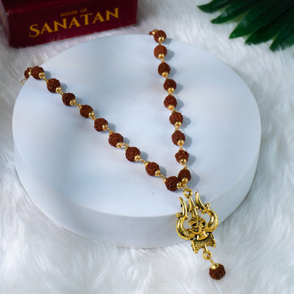 Rudraksha Mala - Trishul & Om Design
