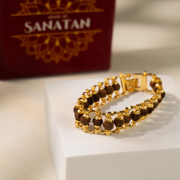 Rudraksha Chain Bracelet - Made of 5 Mukhi Beads