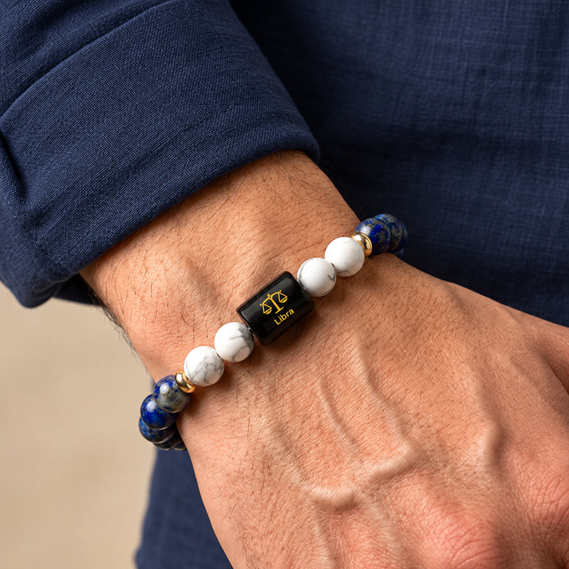 Libra (तुला राशि) Zodiac Lapis Lazuli & Howlite Bracelet