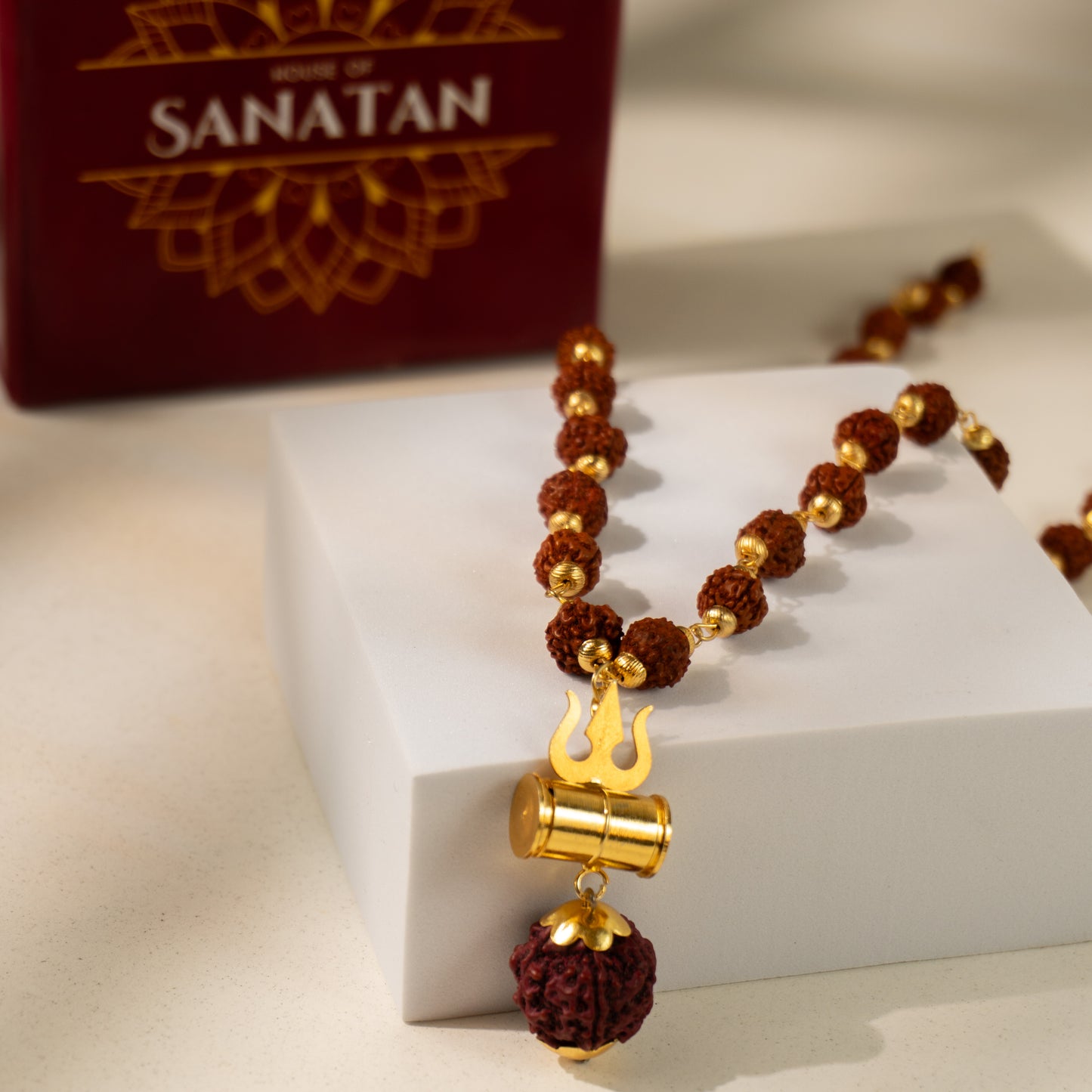 🔱 Original 5 Mukhi Rudraksha Mala with Trishul Pendant – Lab Certified