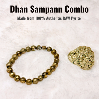 Pyrite Dhan Sampann Combo - Bracelet + RAW Pyrite Geode (Stone)