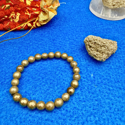Pyrite Dhan Sampann Combo - Bracelet + RAW Pyrite Geode (Stone)