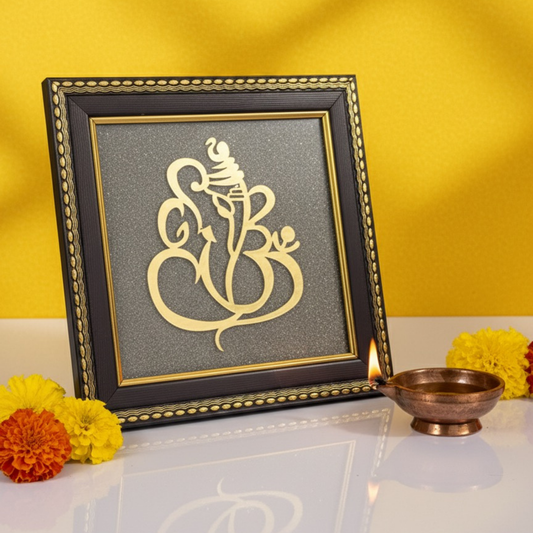 Ganpati Bappa on RAW Pyrite Dust Frame
