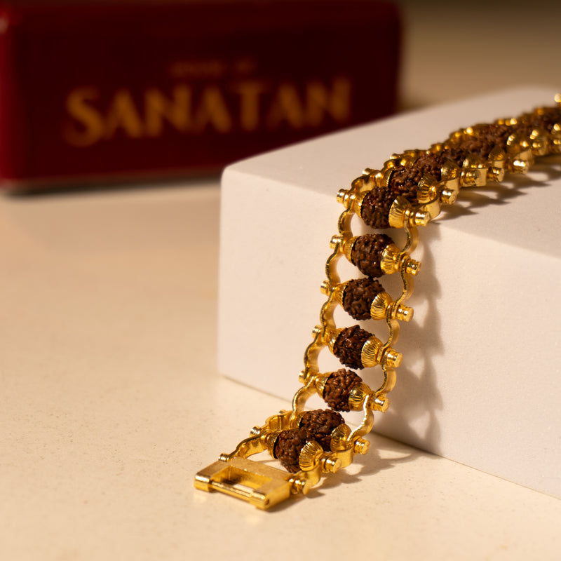 Rudraksha Chain Bracelet - Made of 5 Mukhi Beads