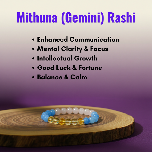 Mithuna (Gemini) Rashi Multi Crystal Bracelet