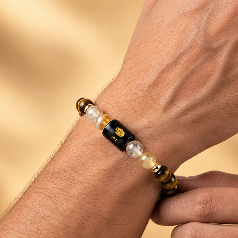 Leo (सिंह राशि) Zodiac Tiger Eye & Citrine Bracelet