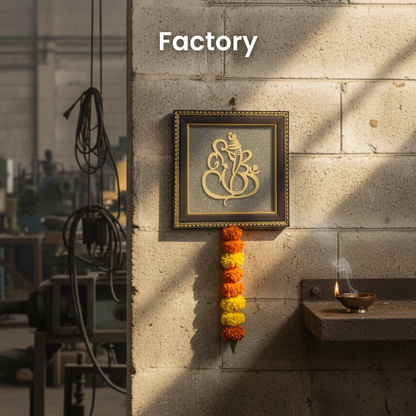 Ganpati Bappa on RAW Pyrite Dust Frame