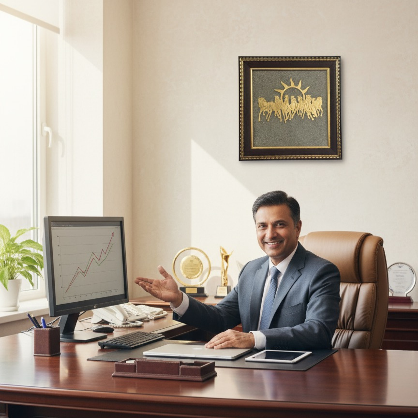 7 Horses on RAW Pyrite Dust Frame