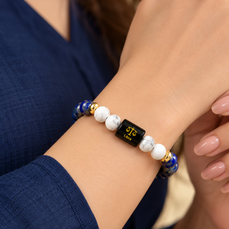 Libra (तुला राशि) Zodiac Lapis Lazuli & Howlite Bracelet