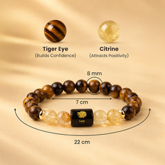 Leo (सिंह राशि) Zodiac Tiger Eye & Citrine Bracelet