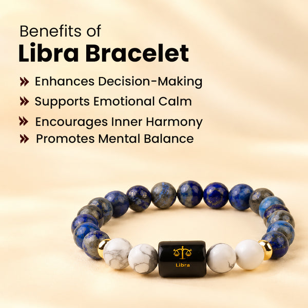 Libra (तुला राशि) Zodiac Lapis Lazuli & Howlite Bracelet