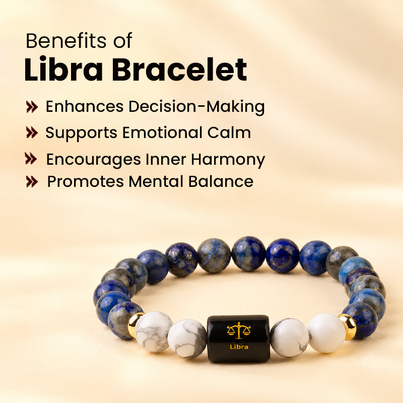 Libra (तुला राशि) Zodiac Lapis Lazuli & Howlite Bracelet
