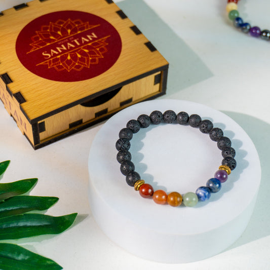 7 Chakra x Lava Stone Bracelet