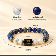 Libra (तुला राशि) Zodiac Lapis Lazuli & Howlite Bracelet
