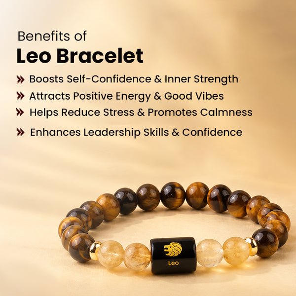 Leo (सिंह राशि) Zodiac Tiger Eye & Citrine Bracelet