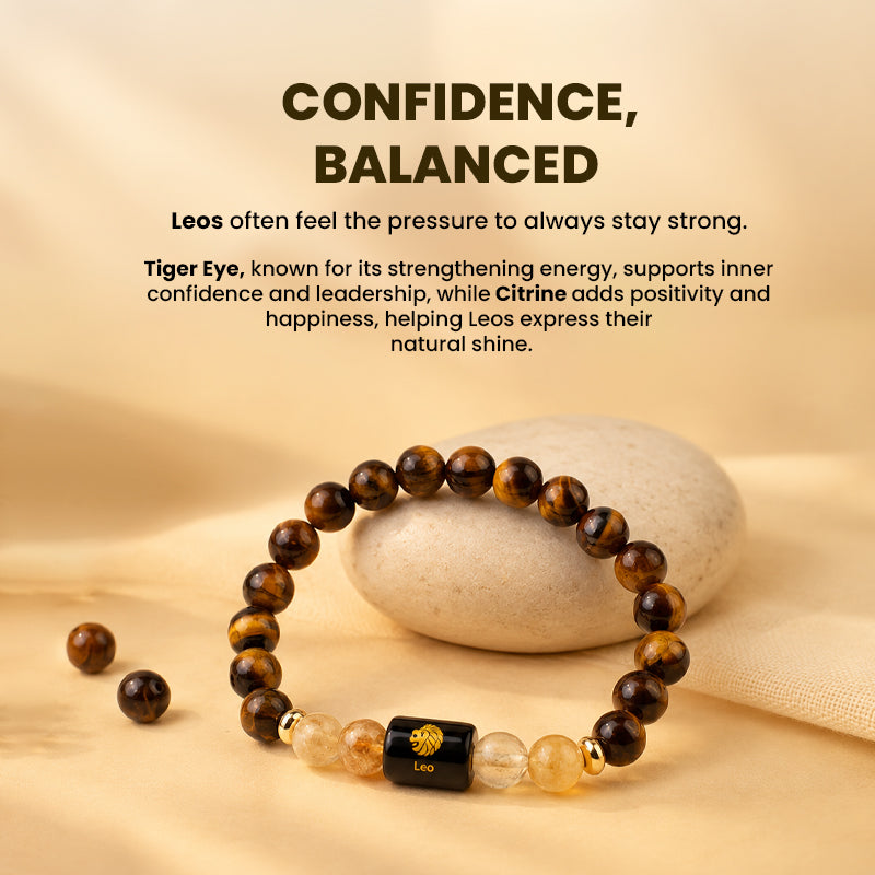 Leo (सिंह राशि) Zodiac Tiger Eye & Citrine Bracelet
