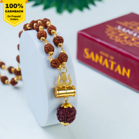 🔱 Original 5 Mukhi Rudraksha Mala with Trishul Pendant – Lab Certified