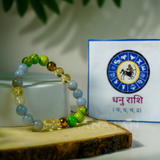Dhanu (Sagittarius) Rashi Multi Crystal Bracelet