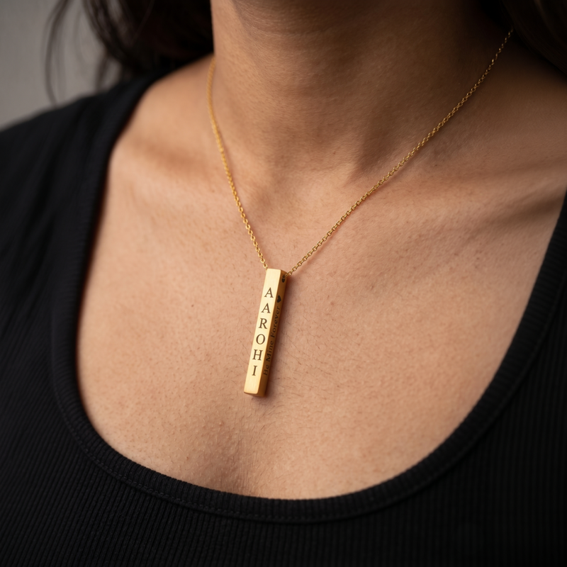 A Gift As Beautiful As Her - 22K Gold Plated Stainless Steel Personalised Necklace