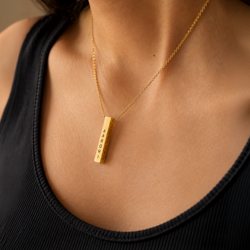 A Gift As Beautiful As Her - 22K Gold Plated Stainless Steel Personalised Necklace