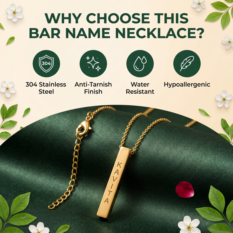 A Gift As Beautiful As Her - 22K Gold Plated Stainless Steel Personalised Necklace