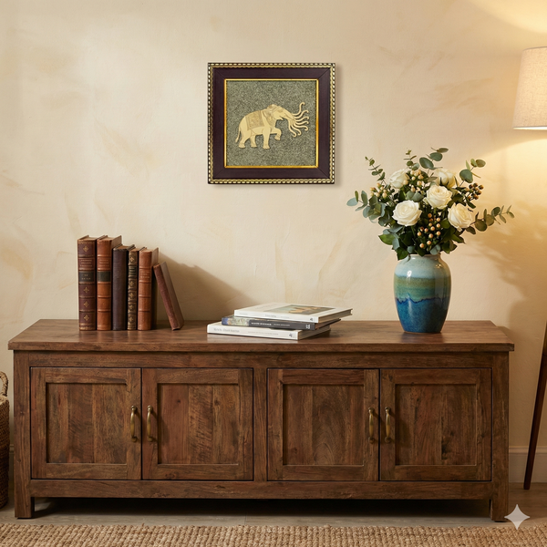 Airavat (Indra's Elephant) on RAW Pyrite Frame | For Peace & Good Fortune