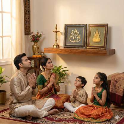 Laxmi-Ganesh On RAW Pyrite Frame | Combo Offer |