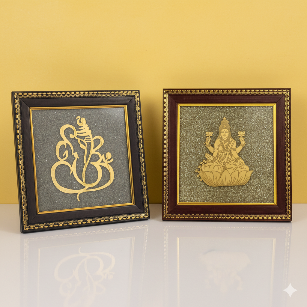 Laxmi-Ganesh On RAW Pyrite Frame | Combo Offer |