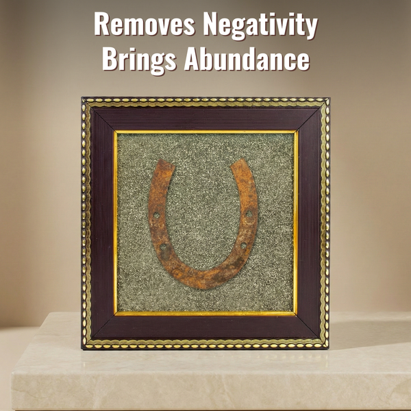 Ghode ki Naal on RAW Pyrite Frame | For Protection & Abundance