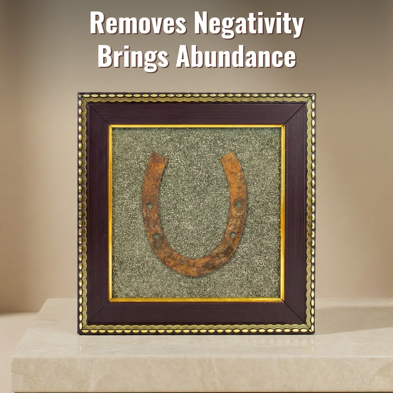 Ghode ki Naal on RAW Pyrite Frame | For Protection & Abundance