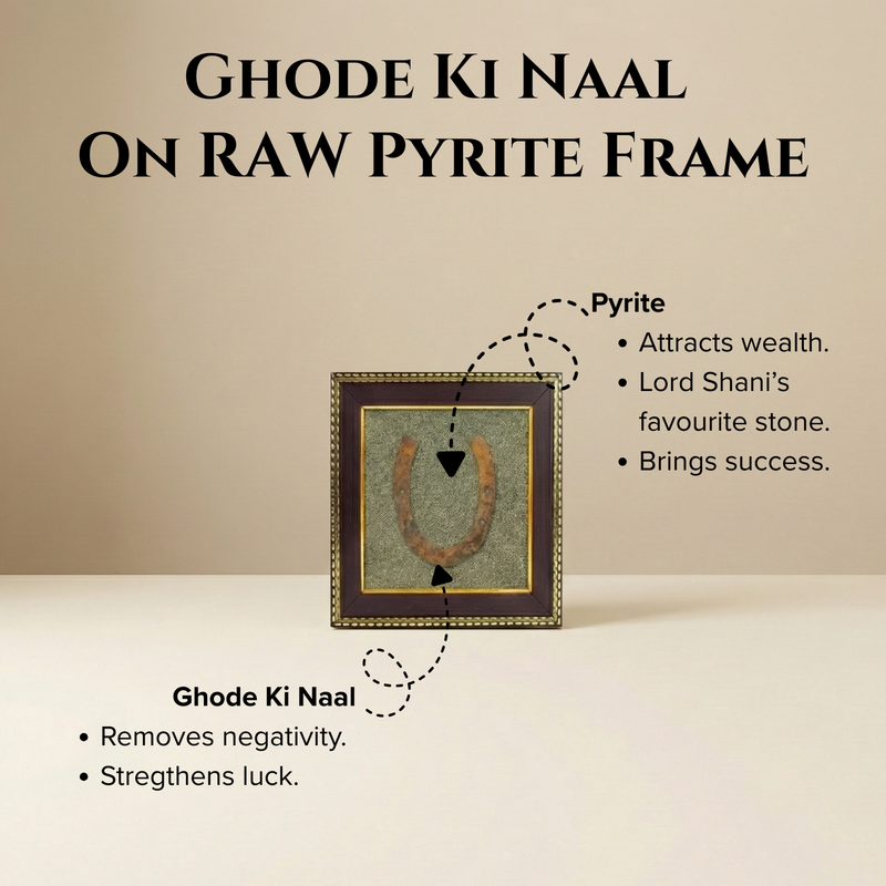 Ghode ki Naal on RAW Pyrite Frame | For Protection & Abundance