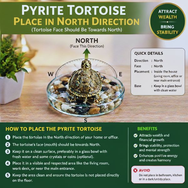 Pyrite Tortoise For Vastu Balance & Wealth Attraction