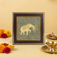 Airavat (Indra's Elephant) on RAW Pyrite Frame | For Peace & Good Fortune