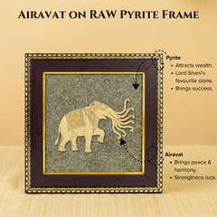 Airavat (Indra's Elephant) on RAW Pyrite Frame | For Peace & Good Fortune
