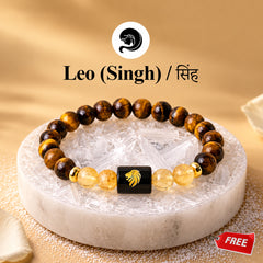 Leo (सिंह राशि) Zodiac Tiger Eye & Citrine Bracelet