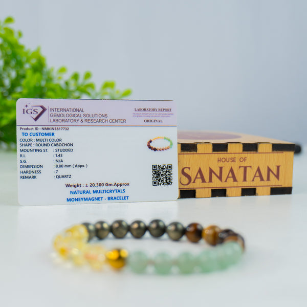 Money Magnet Fusion Band - Aventurine , Citrine ,Tiger Eye & Pyrite Beads