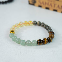 Money Magnet Fusion Band - Aventurine , Citrine ,Tiger Eye & Pyrite Beads