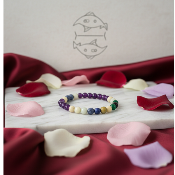 Meena (Pisces) Rashi Multi Crystal Bracelet