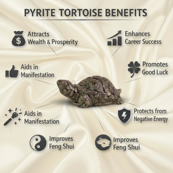 Pyrite Tortoise For Vastu Balance & Wealth Attraction